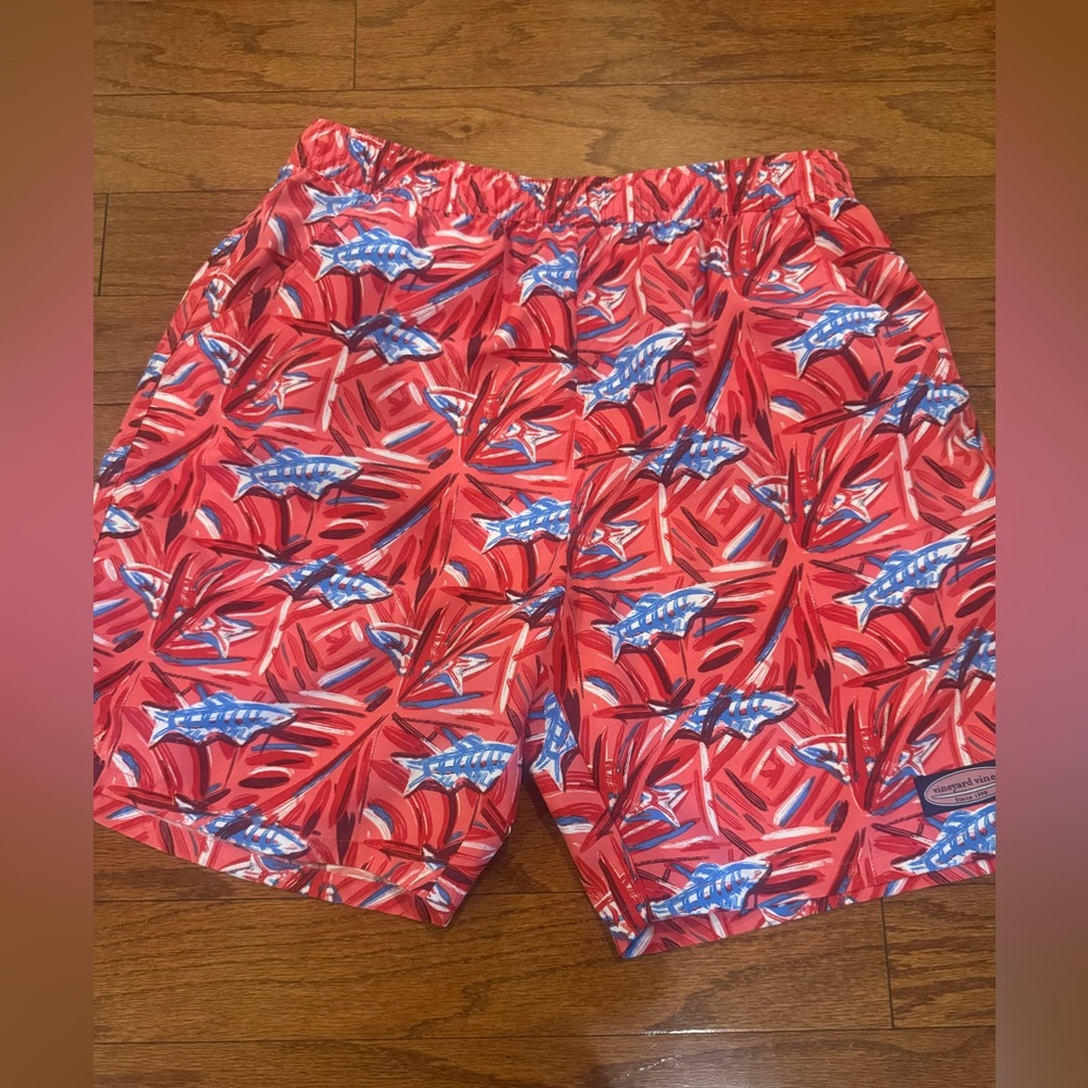 Men's Red Patterned Vineyard Vines Swim Shorts